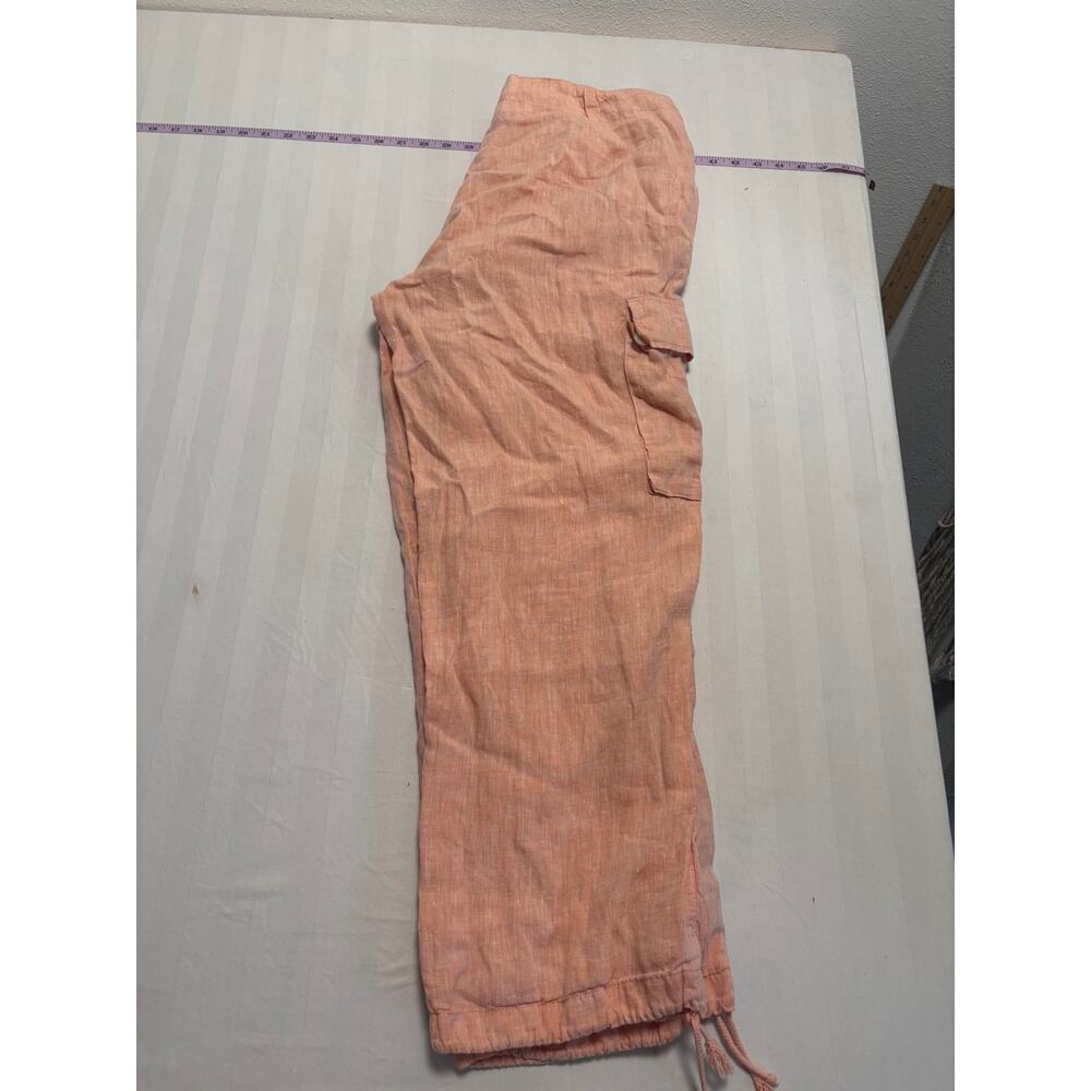 Lauren Ralph Lauren 100% Linen Matching Set Peach Coral Shirt & Cargo Pants - Picture 5 of 7